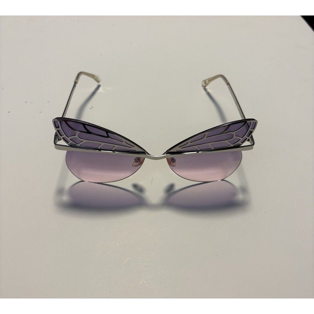 Betsey Johnson Butterfly Sunglasses Purple Tint Rimless Y2K Fantasy Women Shades